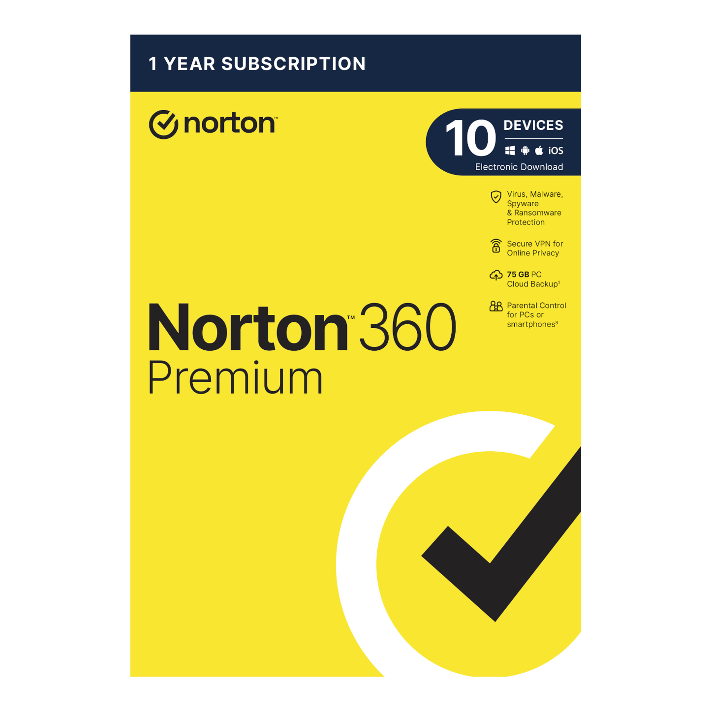 Norton 360 Premium 75GB - 10 devices - physical package