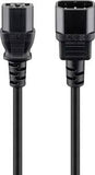 Goobay Power Extension 2m Lead with C13 socket and C14 plug - Black (2 pack by Valotronics)