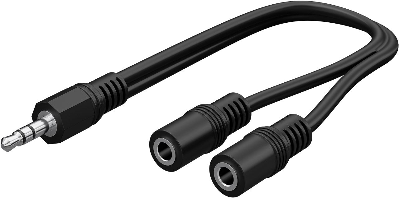 Goobay 3.5 mm Audio Y Cable Adapter, 1x Male to 2x Female Stereo (5 pack by Valotronics)