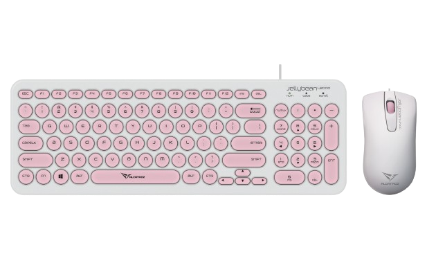 Alcatroz A2000 Jellybean Wireless Keyboard and Mouse Combo - White/Peach