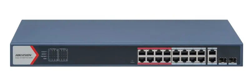 Hikvision L2 Smart Managed Switch 16 10/100M RJ45 PoE ports 2 Gigabit combo p