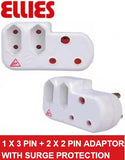 Ellies Power Socket Extension Adaptor with Surge protection (2 pack by Valotronics)
