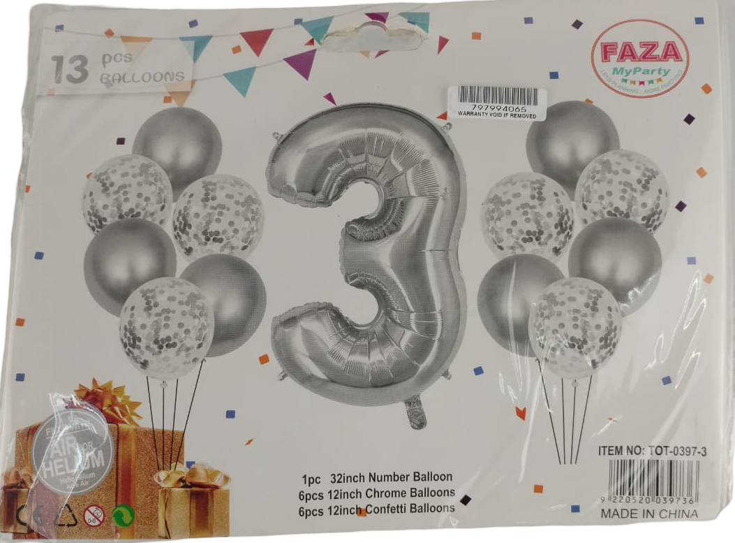 Casey 13pc Silver and White Balloon Set Nr.3 (2 pack by Valotronics)