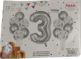 Casey 13pc Silver and White Balloon Set Nr.3 (2 pack by Valotronics)