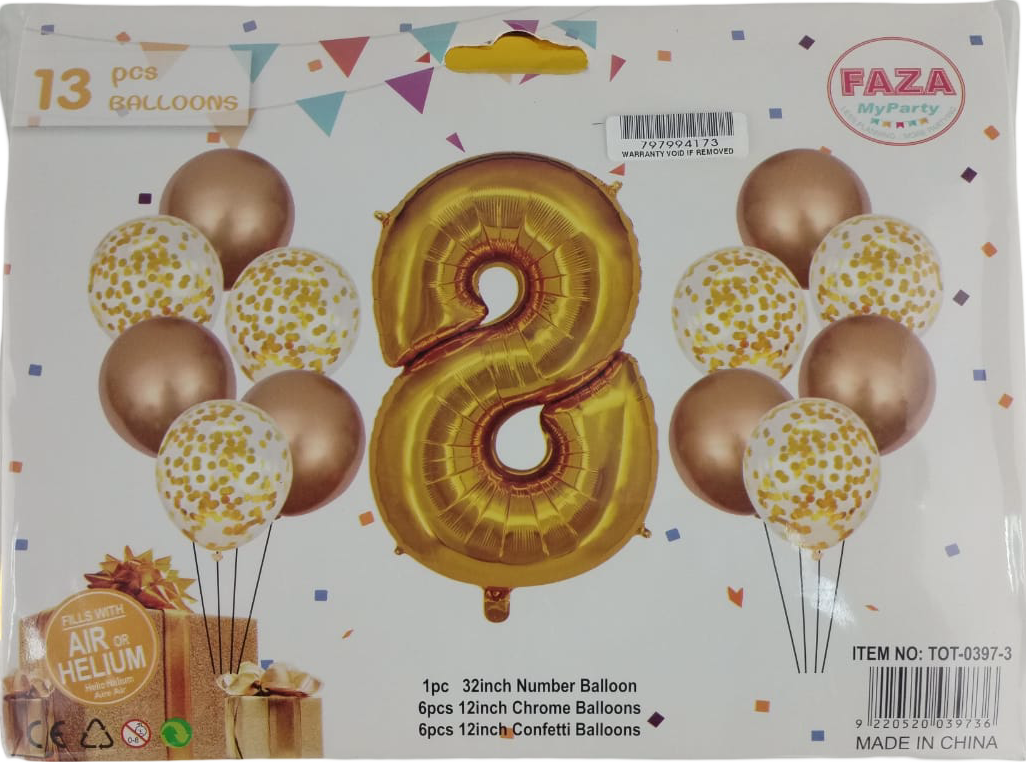 Casey 13pc Gold and White Balloon Set Nr.8 (2 pack by Valotronics)