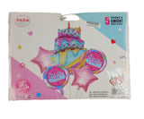 Casey 5pc Pink and Blue Themed Birthday Balloon Set Retail (2 pack by Valotronics)