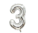 Casey 102cm Silver Balloon Number.3 Retail Packaging No (3 pack by Valotronics)