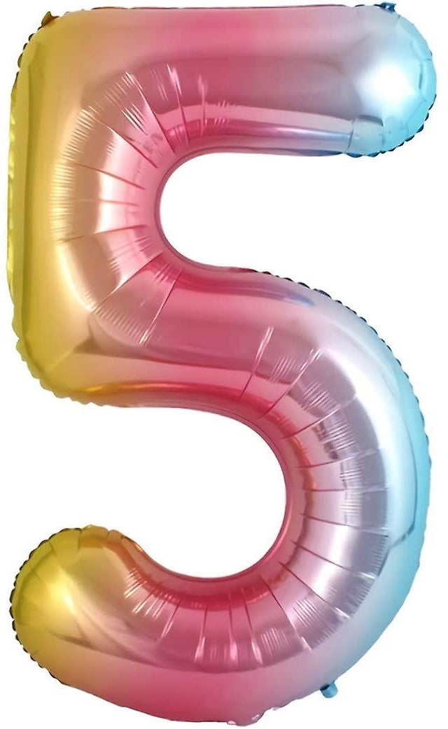 Casey 102cm Rainbow Balloon Number.5 Retail Packaging No (3 pack by Valotronics)