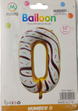 Casey 102cm Donut Balloon Number 0 (3 pack by Valotronics)