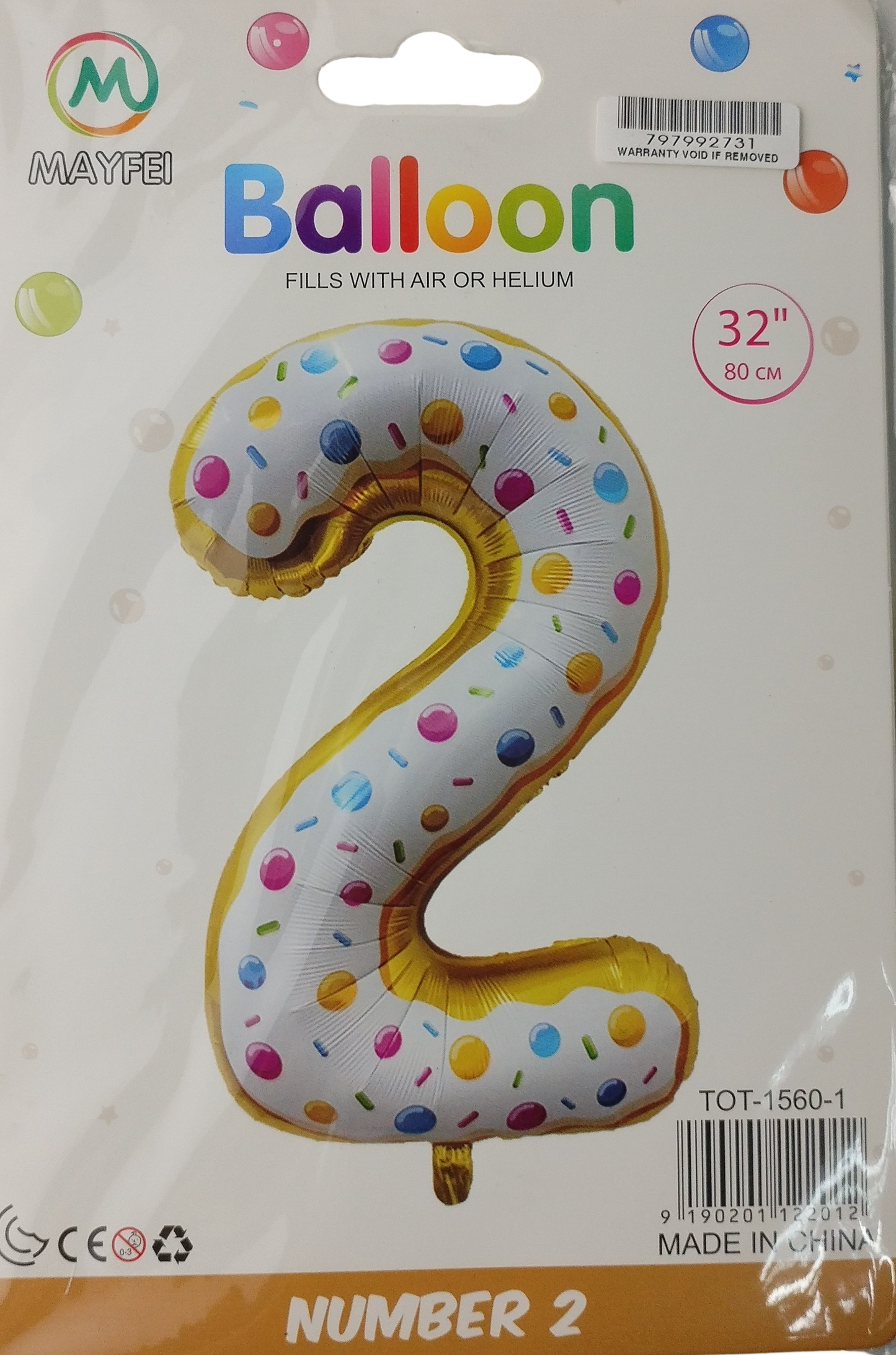 Casey 102cm Donut Balloon Number 2 (3 pack by Valotronics)