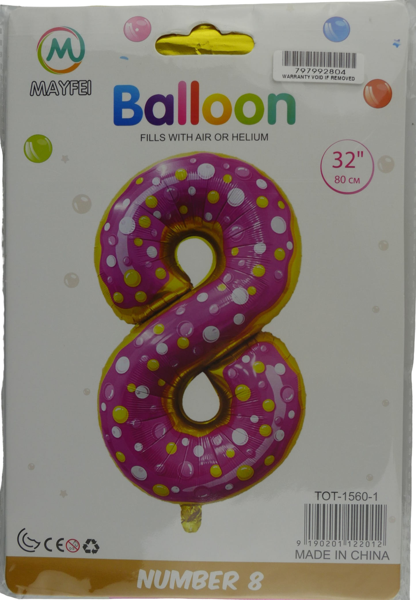 Casey 102cm Donut Balloon Number 8 (3 pack by Valotronics)
