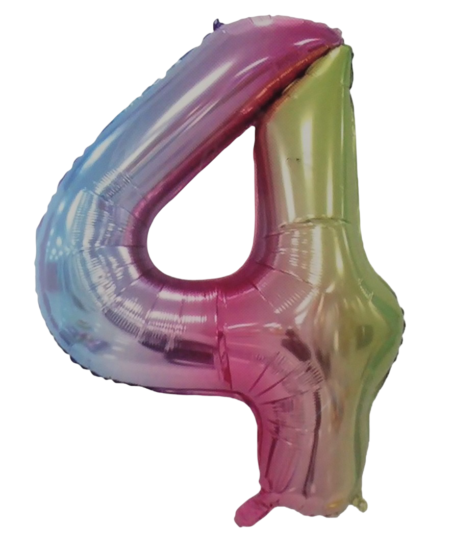 Casey 102cm Rainbow Balloon Number 4 (3 pack by Valotronics)