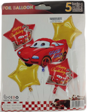 Casey 5pc Red Cars Themed Birthday Balloon Set (2 pack by Valotronics)
