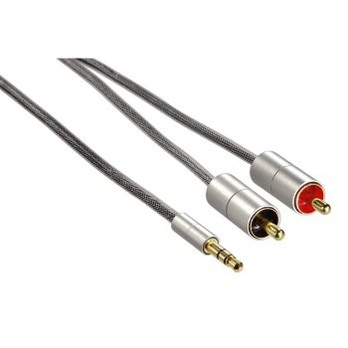 Hama Alu Line Cable 3.5mm Stereo Jack Plug To 2x RCA Plug 1m (9 pack by Valotronics)