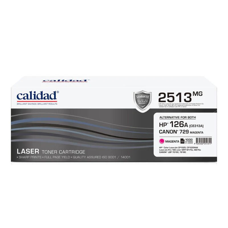 Calidad 2513-MG Magenta Toner alternative for HP 126A Magenta (CE313A); CANON CART 329M, CART 729M