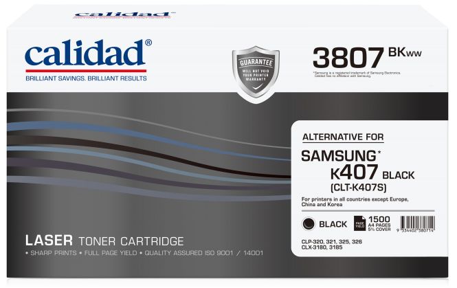Calidad 3807-BKWW Black Toner alternative for SAMSUNG K407