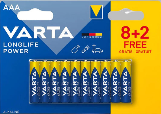 Varta LongLife Power Alkaline AAA 10 Battery (3 pack by Valotronics)