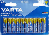 VARTA Longlife Power AA 10PK High Energy Battery (2 pack by Valotronics)