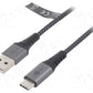 Goobay USB-C to USB-A Textile 1m Cable with Metal Plugs - Space Grey/Silver (2 pack by Valotronics)