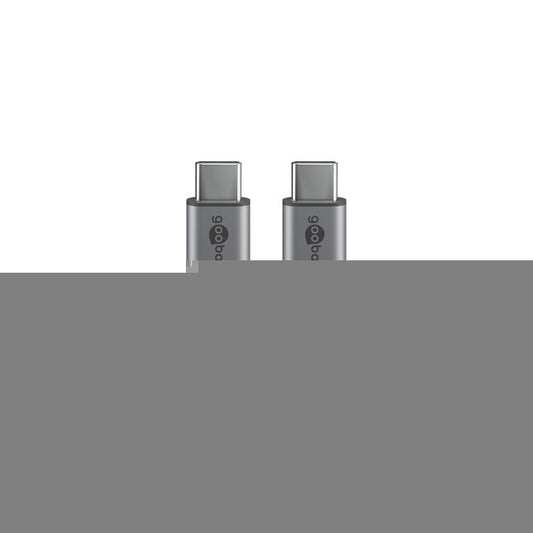 Goobay USB-C to USB-C Textile 1m Cable with Metal Plugs - Space Grey/Silver (2 pack by Valotronics)