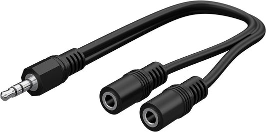 Goobay 3.5 mm Audio Y Cable Adapter, 1x Male to 2x Female Stereo (5 pack by Valotronics)