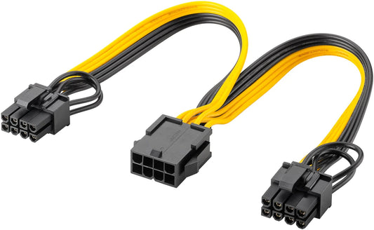 Goobay 8-Pin Female to Dual 6+2 Male for PCIe Power Supply Cable (2 pack by Valotronics)
