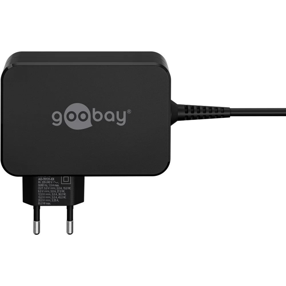 Goobay USB-C 65w Charger for Laptops - Black