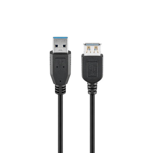 Goobay USB 3.0 SuperSpeed Extension 1.8m Cable - Black (2 pack by Valotronics)