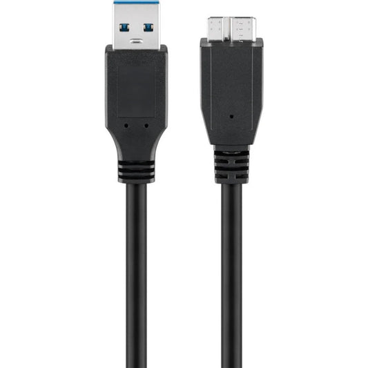 Goobay USB 3.0 A to Micro B SuperSpeed 1m Cable - Black (2 pack by Valotronics)