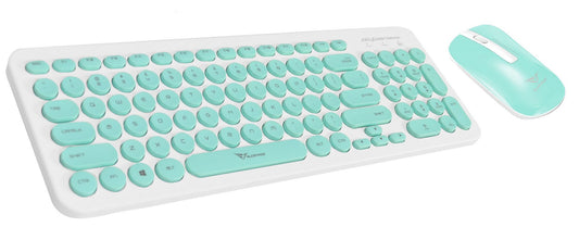 Alcatroz A2000 Jellybean Wireless Keyboard and Mouse Combo - White/Mint