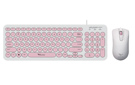 Alcatroz A2000 Jellybean Wireless Keyboard and Mouse Combo - White/Peach