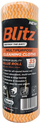 Tevo Blitz 35 Pack Roll Premium Multipurpose cleaning Cloths (3 pack by Valotronics)