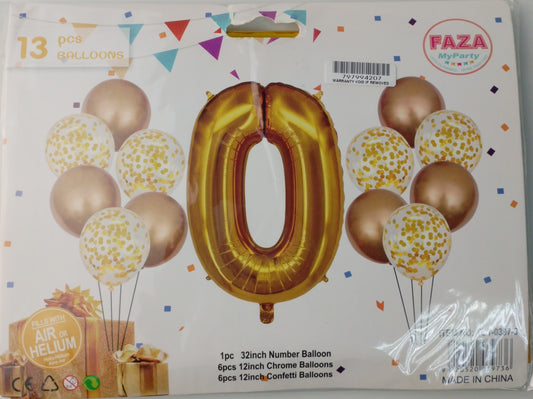 Casey 13pc Gold and White Balloon Set Nr.0 (2 pack by Valotronics)