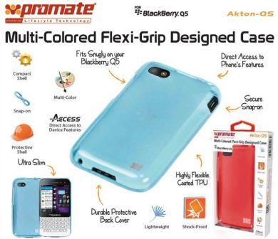 Promate Akton-Q5 Blackberry Q5 Multi-colored flexi-grip designed case