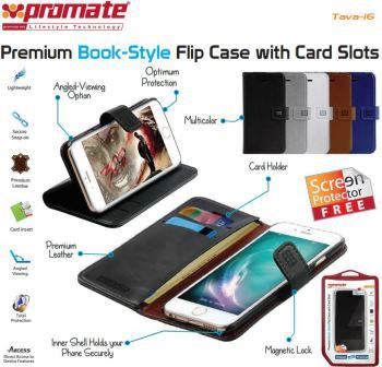 Promate Tava-i6 Premium Book-Style Flip Case with Card Slot for iPhone 6