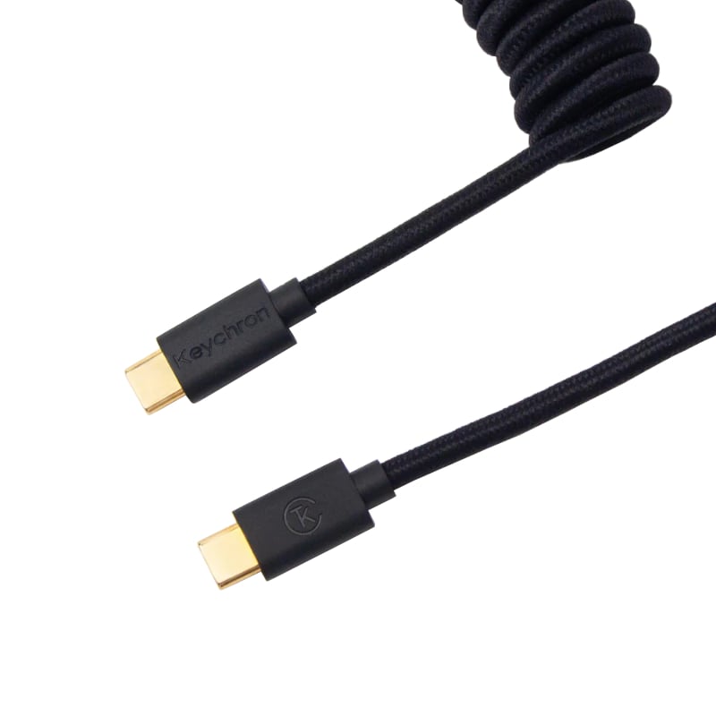 Keychron Cab-B Type-C Male to Male Coiled Aviator Cable - Black / Straight