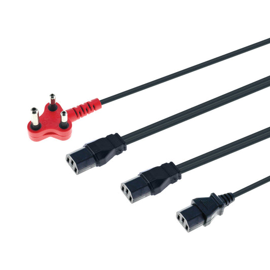 LinkQnet 4m 3 Headed Dedicated Power Cable (2 pack by Valotronics)