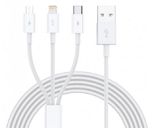 Ezra 3in1 1meter White Usb Data Cable (2 pack by Valotronics)