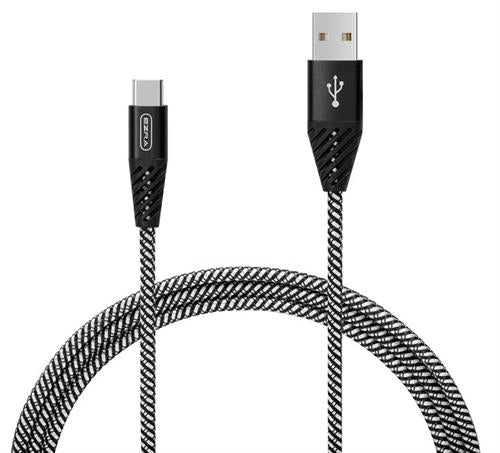 Ezra UsbA To TypeC 3A 1meter Fast Charging Black Braided (2 pack by Valotronics)