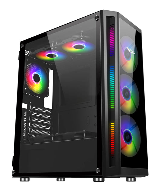 MECER Graphite Curved Gaming ATX Case 3 +1 ARGB (PSU Excluded).