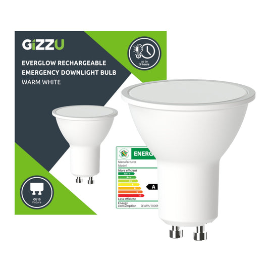 Gizzu Everglow Rechargeable Warm White Emergency Downlight Bulb (3 pack by Valotronics)