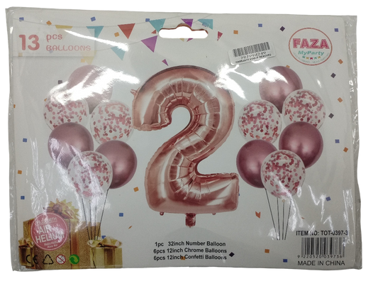 Casey 13pc Rose Gold and White Balloon Set Nr.2 (2 pack by Valotronics)