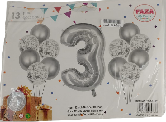 Casey 13pc Silver and White Balloon Set Nr.3 (2 pack by Valotronics)