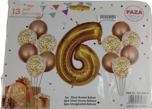 Casey 13pc Gold and White Balloon Set Nr.6 (2 pack by Valotronics)