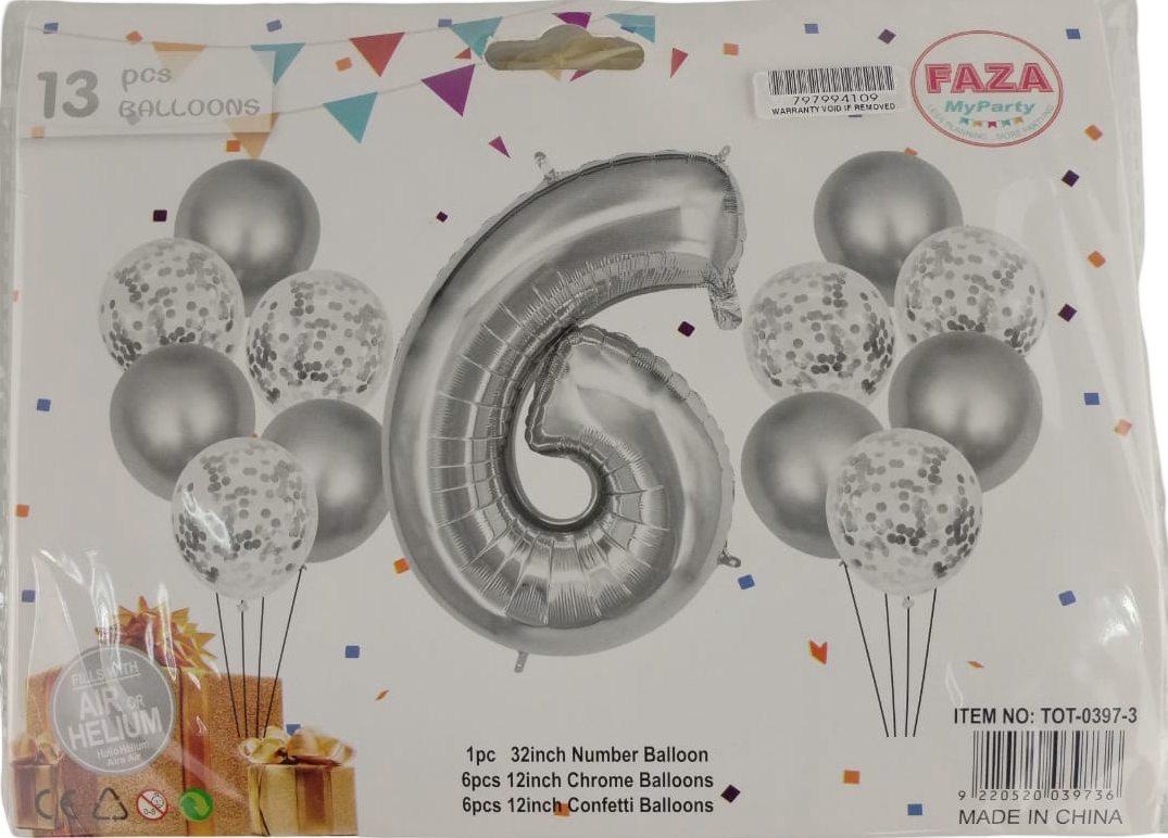 Casey 13pc Silver and White Balloon Set Nr.6 (2 pack by Valotronics)