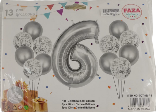 Casey 13pc Silver and White Balloon Set Nr.6 (2 pack by Valotronics)