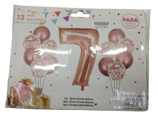 Casey 13pc Rose Gold and White Balloon Set Nr.7 (2 pack by Valotronics)