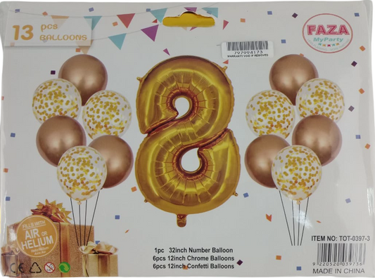 Casey 13pc Gold and White Balloon Set Nr.8 (2 pack by Valotronics)