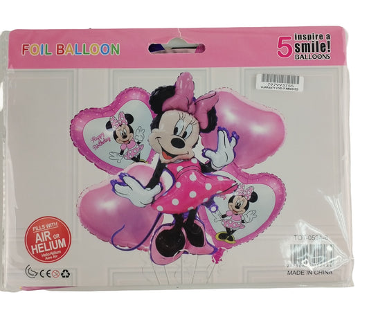 Casey 5pc Minnie Themed Birthday Balloon Set Retail (2 pack by Valotronics)