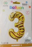 Casey 102cm Donut Balloon Number.3 Retail Packaging No (3 pack by Valotronics)